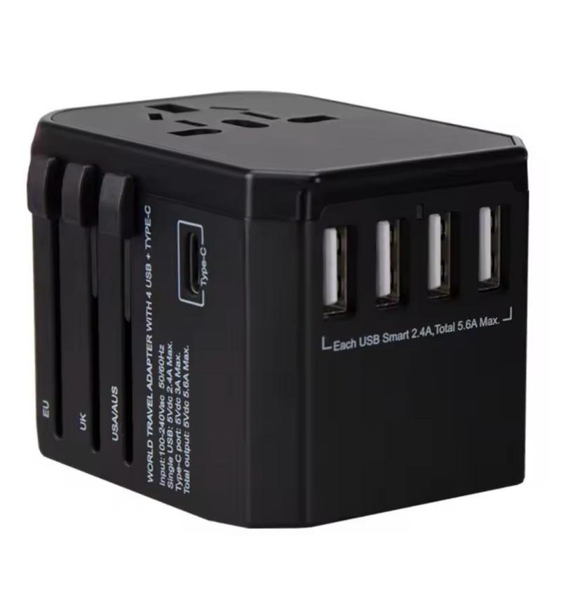 International Travel Adapter - USB-C, USB, and AC Ports for US/EU/UK/AU